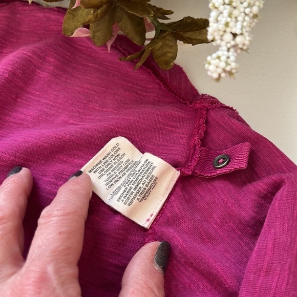 Free People Pink Long Sleeve Tunic with Crocheted Sleeve Cuff - Picture 7 of 7